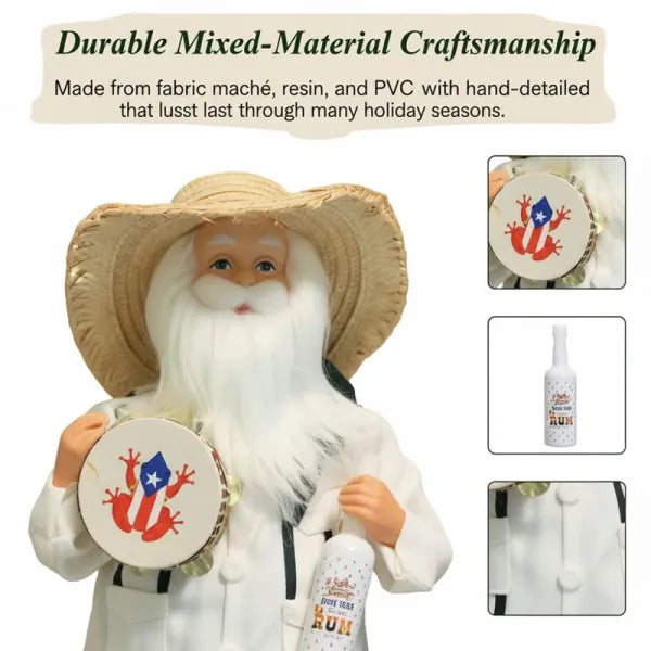 🔥LAST DAY 50% OFF - 🎅Puerto Rican Santa Claus – Coquito & Tambor Holiday Decor🎶