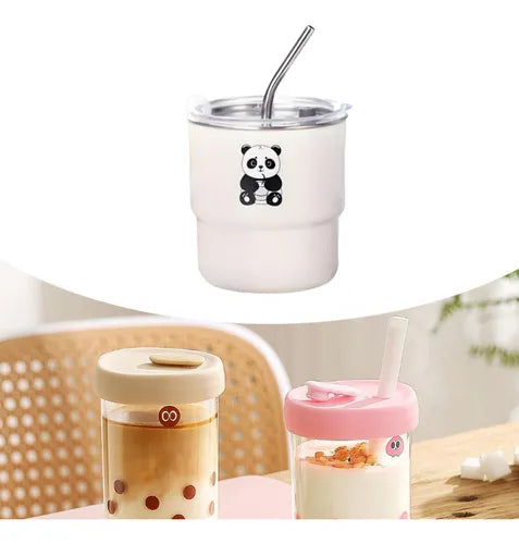 Straw-type panda-themed insulated cup