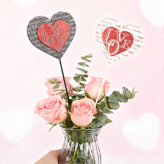 Valentine's Day Party Wooden Heart-Shaped Vase Insert