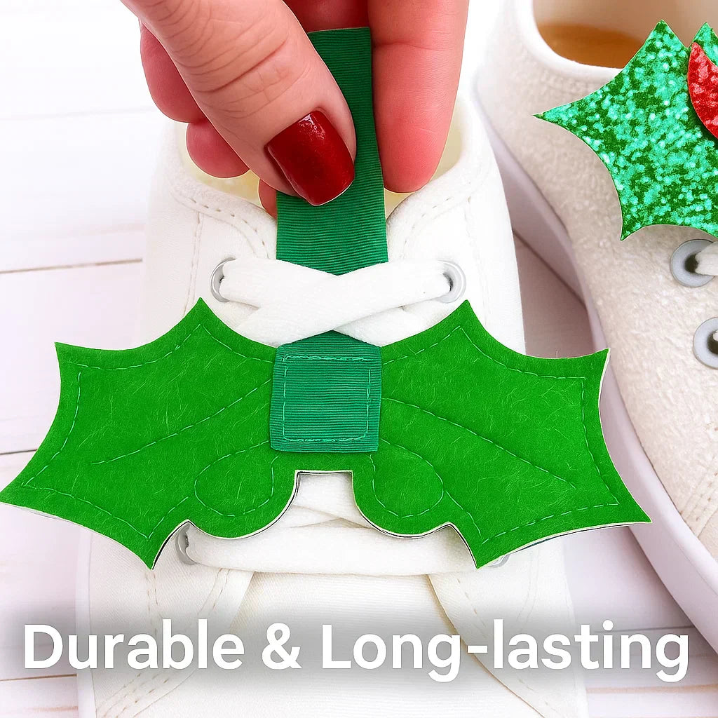 🎄 Festive Glitter Holly Shoe Clip