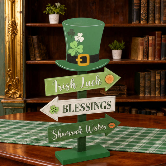Irish Theme Green Lucky Clover Table Decoration
