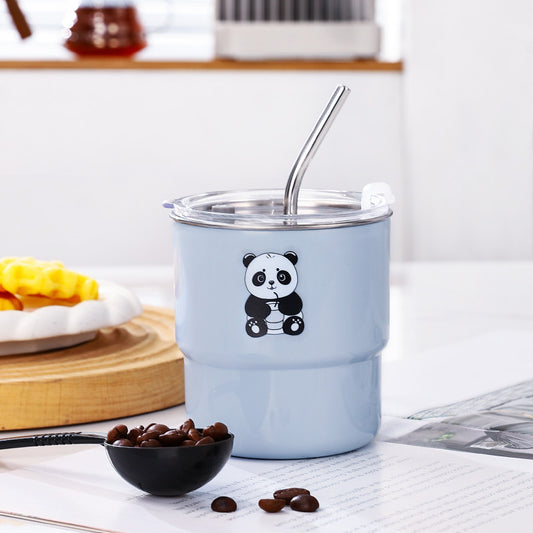 Straw-type panda-themed insulated cup
