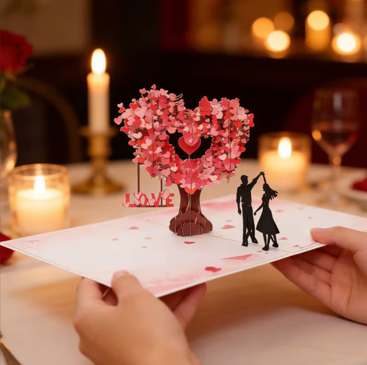 Romantic "Dancing Under the Heart Tree" 3D Greeting Card