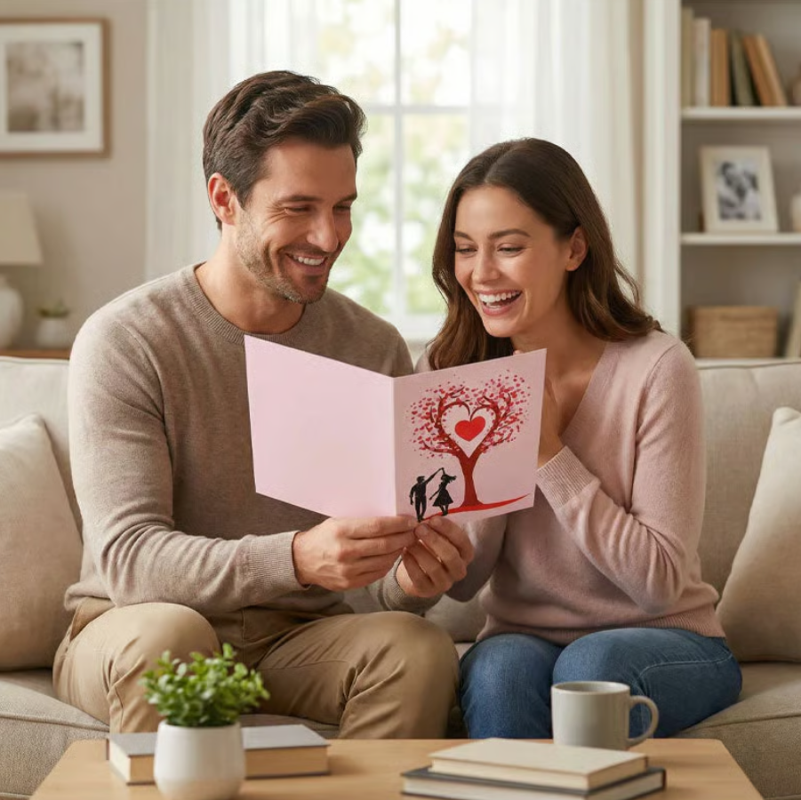 Romantic "Dancing Under the Heart Tree" 3D Greeting Card